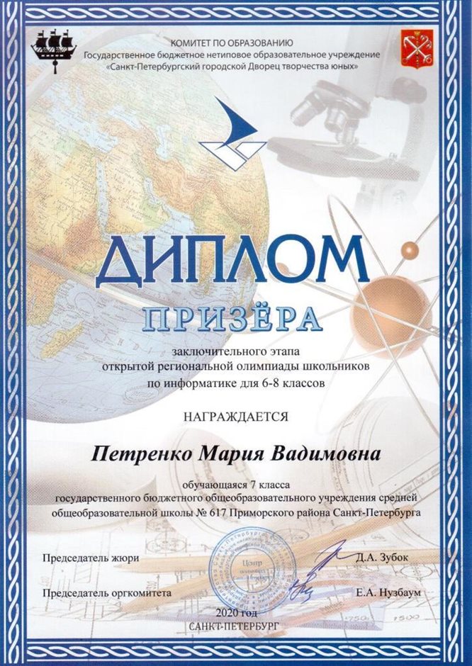 2019-2020 Петренко Мария 7л (город-информатика 6-8)